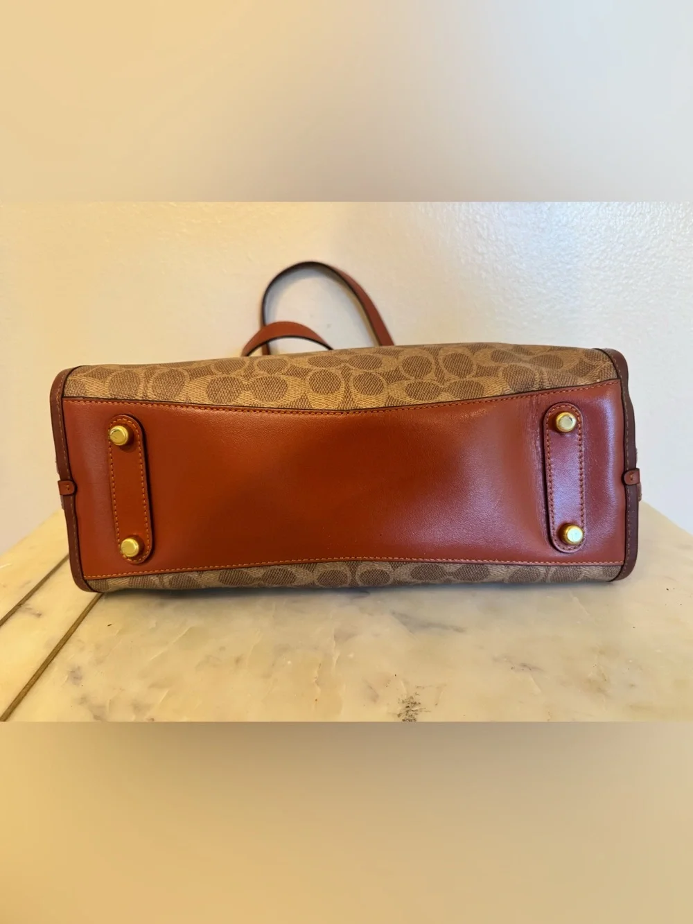COACH Lori Leather/Canvas Logo Shoulder Bag.
